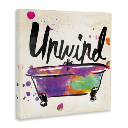 ‘Unwind Rainbow Colors Icon Bath’ Painting Print on Canvas - Chic Decora
