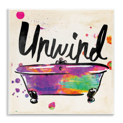 ‘Unwind Rainbow Colors Icon Bath’ Painting Print on Canvas - Chic Decora