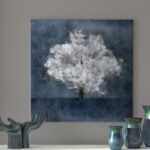 Absolutely One Framed in Blue/GrayBlue Gray White Tree Contemporary Modern' - Wrapped Canvas Graphic Art Print