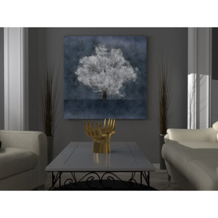 Absolutely One Framed in Blue/GrayBlue Gray White Tree Contemporary Modern’ – Wrapped Canvas Graphic Art Print - Chic Decora
