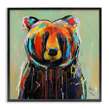 Abstract Colorful Painted Black Bear’ Graphic Art Print - Chic Decora