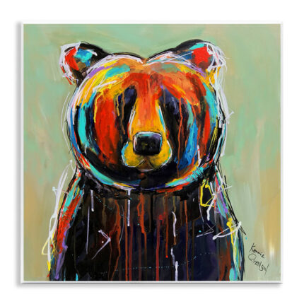 Abstract Colorful Painted Black Bear’ Graphic Art Print - Chic Decora