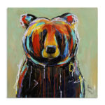 Abstract Colorful Painted Black Bear' Graphic Art Print