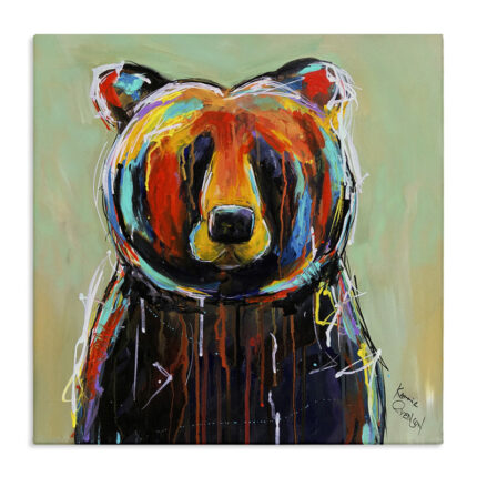 Abstract Colorful Painted Black Bear’ Graphic Art Print - Chic Decora