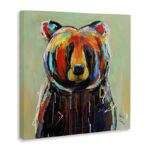 Abstract Colorful Painted Black Bear' Graphic Art Print - Image 2