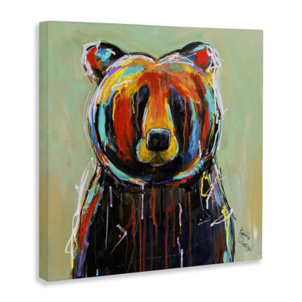 Abstract Colorful Painted Black Bear’ Graphic Art Print - Chic Decora