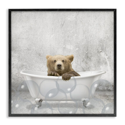 Baby Bear Bath Time Cute Animal’ – Graphic Art Print - Chic Decora