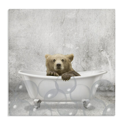 Baby Bear Bath Time Cute Animal’ – Graphic Art Print - Chic Decora
