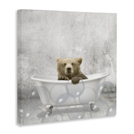 Baby Bear Bath Time Cute Animal’ – Graphic Art Print - Chic Decora