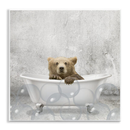 Baby Bear Bath Time Cute Animal’ – Graphic Art Print - Chic Decora