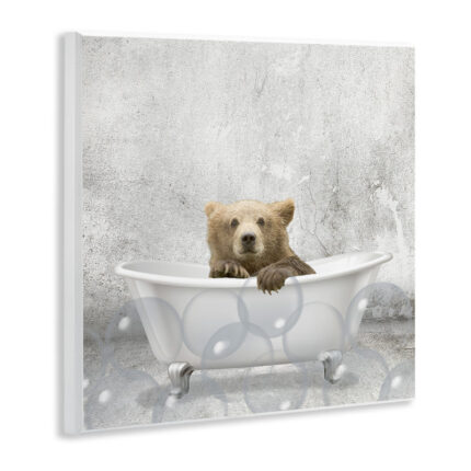 Baby Bear Bath Time Cute Animal’ – Graphic Art Print - Chic Decora