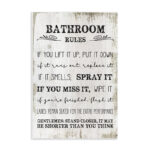 Bathroom Rules Funny Word Wood Textured Design' Graphic Art on Canvas