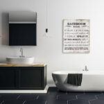 Bathroom Rules Funny Word Wood Textured Design' Graphic Art on Canvas - Image 3