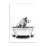 Bear in a Tub Funny Animal Bathroom' by Rachel Neiman - Drawing Print