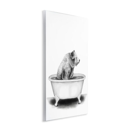 Bear in a Tub Funny Animal Bathroom’ by Rachel Neiman – Drawing Print - Chic Decora