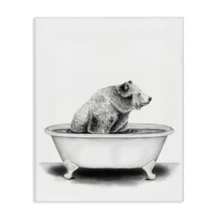 Bear in a Tub Funny Animal Bathroom’ by Rachel Neiman – Drawing Print - Chic Decora