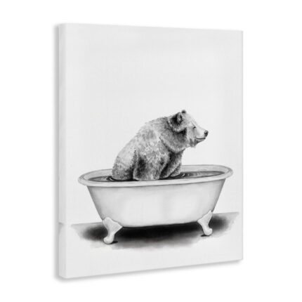 Bear in a Tub Funny Animal Bathroom’ by Rachel Neiman – Drawing Print - Chic Decora