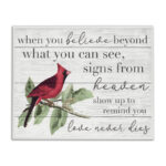 Believe Love Never Dies Inspirational Cardinal Bird Word Design' by Daphne Polselli Graphic Art Print