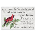 Believe Love Never Dies Inspirational Cardinal Bird Word Design' by Daphne Polselli Graphic Art Print