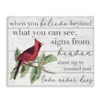 Believe Love Never Dies Inspirational Cardinal Bird Word Design' by Daphne Polselli Graphic Art Print