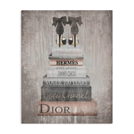 Book Stack Heels Metallic Pink' Graphic Art Print