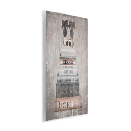 Book Stack Heels Metallic Pink’ Graphic Art Print - Chic Decora