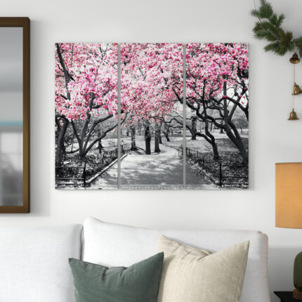 Cherry Blossoms’ Photographic Print Multi-Piece Image on Wrapped Canvas - Chic Decora