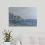 Cliffs and Sailboats at Pourville' by Claude Monet Painting Print