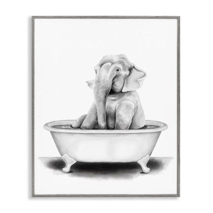 Elephant in a Tub Funny Animal Bathroom' by Rachel Neiman - Drawing Print
