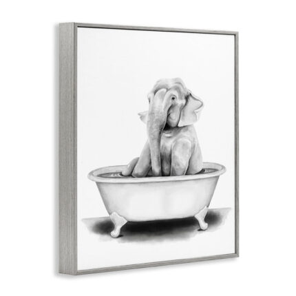 Elephant in a Tub Funny Animal Bathroom’ by Rachel Neiman – Drawing Print - Chic Decora