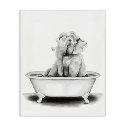 Elephant in a Tub Funny Animal Bathroom’ by Rachel Neiman – Drawing Print - Chic Decora