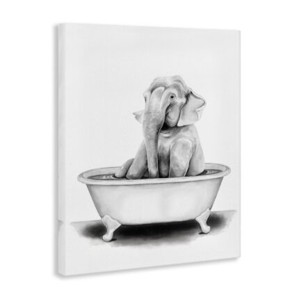 Elephant in a Tub Funny Animal Bathroom’ by Rachel Neiman – Drawing Print - Chic Decora