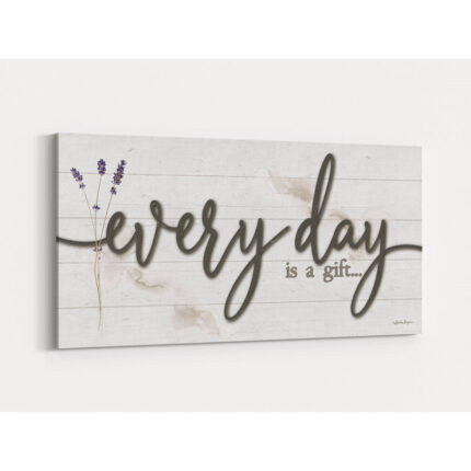 Everyday is a Gift’ by Susie Boyer, Lavender Flowers with Inspirational Quote Canvas Textural Wall Art - Chic Decora