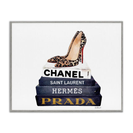 Fashion Book Set Leopard Pumps Heels' Graphic Art Print
