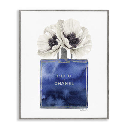 Fashion Designer Perfume Flower Blue’ Textual Art - Chic Decora