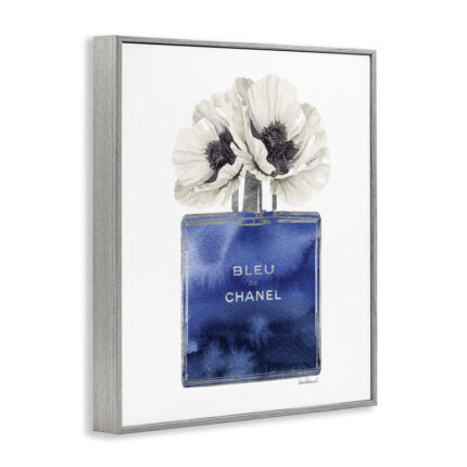 Fashion Designer Perfume Flower Blue’ Textual Art - Chic Decora