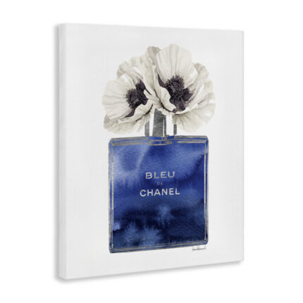 Fashion Designer Perfume Flower Blue’ Textual Art - Chic Decora