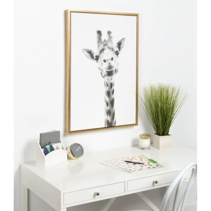 Giraffe Portrait’ – Framed Drawing Print on Wrapped Canvas - Chic Decora