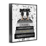 Glam Fashion Book Stack Grey Bow Pump Heels Ink' Graphic Art Print