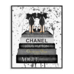 Glam Fashion Book Stack Grey Bow Pump Heels Ink' Graphic Art Print - Image 2