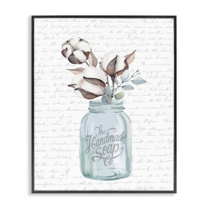 Handmade Soap Jar Cotton Flower Bathroom Word Design’ Graphic Art - Chic Decora