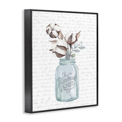 Handmade Soap Jar Cotton Flower Bathroom Word Design’ Graphic Art - Chic Decora