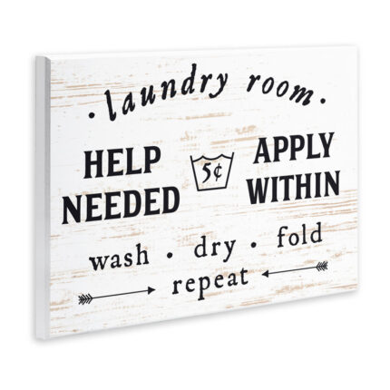 Laundry Room Help Needed Apply Within’ – Textual Art Print on Canvas - Chic Decora