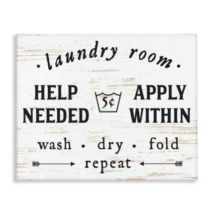 Laundry Room Help Needed Apply Within’ – Textual Art Print on Canvas - Chic Decora
