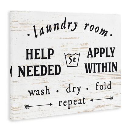 Laundry Room Help Needed Apply Within’ – Textual Art Print on Canvas - Chic Decora