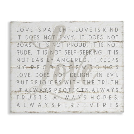Love Is Patient Planked Look’ by Jennifer Pugh – Graphic Art Print - Chic Decora
