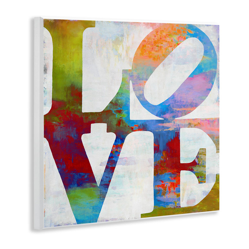 Love Painted Textured Rainbow Typography’ Graphic Art Print - Chic Decora
