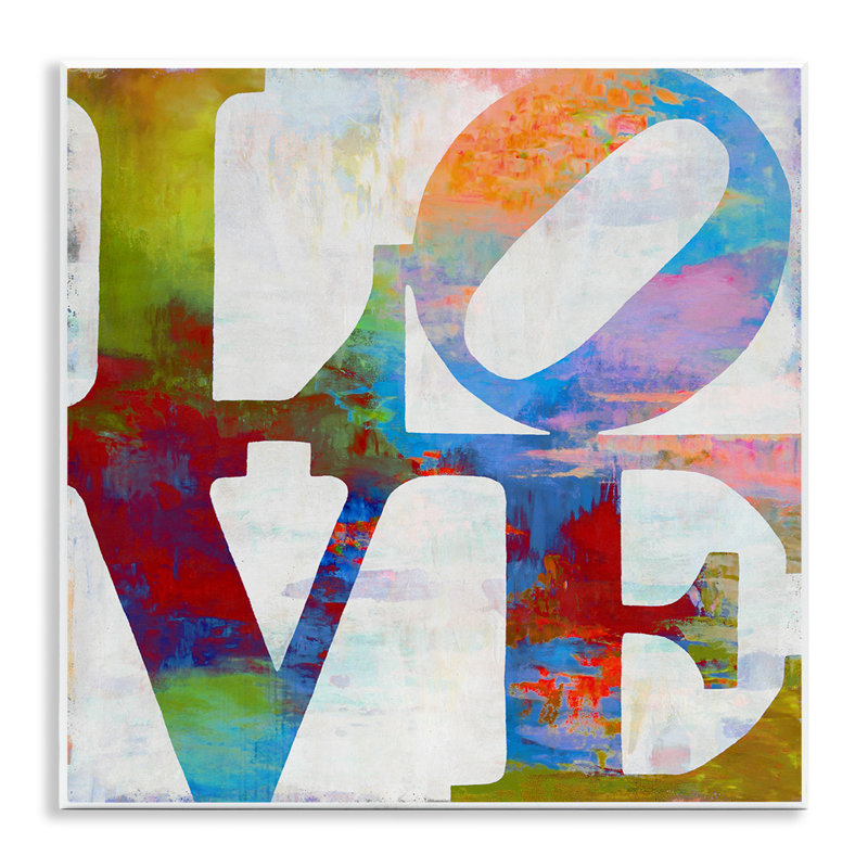 Love Painted Textured Rainbow Typography’ Graphic Art Print - Chic Decora