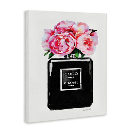 Perfume Bottle Flower Peony’ Graphic Art Print - Chic Decora