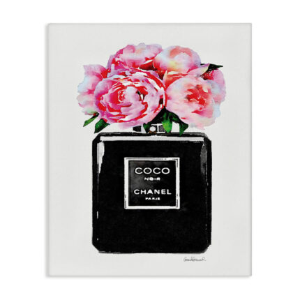 Perfume Bottle Flower Peony’ Graphic Art Print - Chic Decora